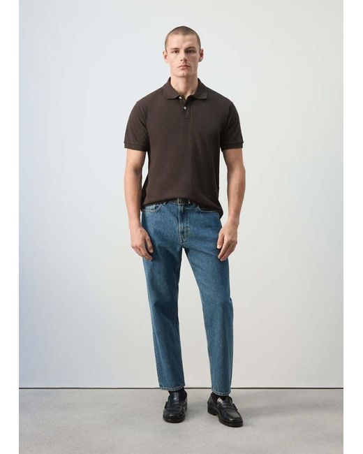 Mango Blue 100% Cotton Piqué Polo for men
