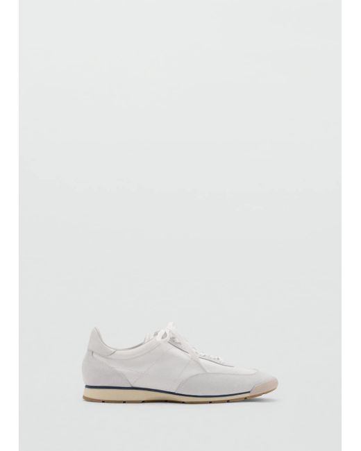 Mango White Leather Mixed Sneakers for men