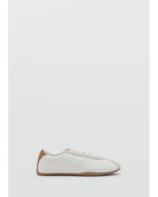 Mango White Contrasting Panel Leather Sneakers