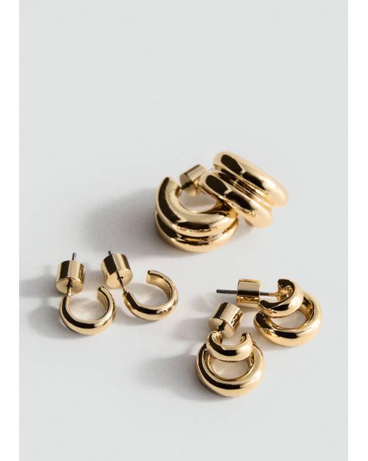 Mango Metallic Set Of Combined Hoop Earrings