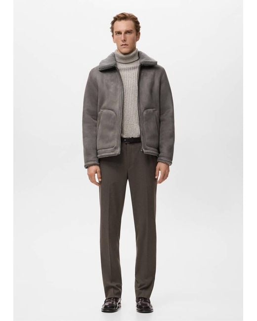 Mango Gray Double Face Jacket With Fleece Lining for men