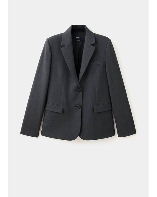 Mango Black Straight-Fit Suit Blazer