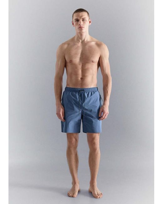 Mango Blue Swimsuit With Zip Pockets for men