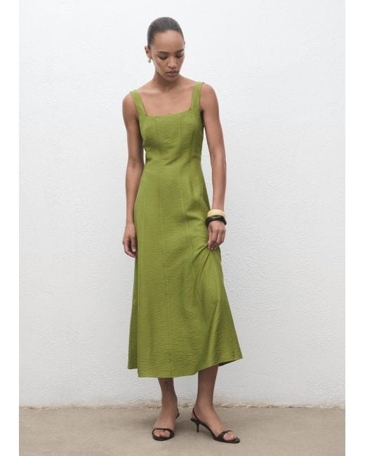 Mango Green Midi-Dress With Stitching