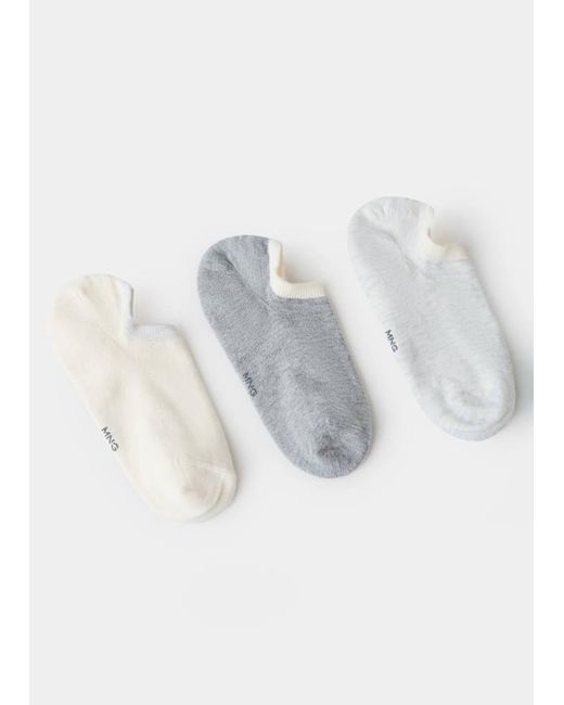 Mango White 3-Pack Of Invisible Socks for men