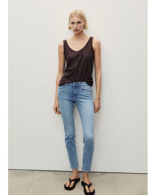Mango Blue Push-Up Low-Rise Skinny Jeans