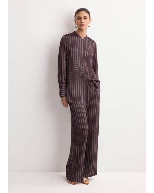 Mango Purple Geometric-Print Satin Trousers