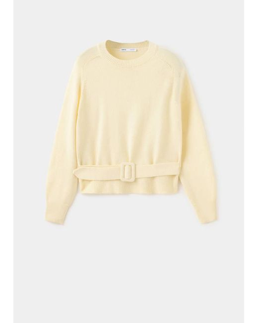 Mango Natural Buckle-Belt Knit Sweater