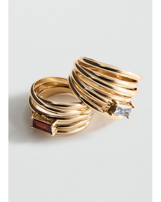 Lot 2 Bagues Combinées Or Mango en coloris Metallic