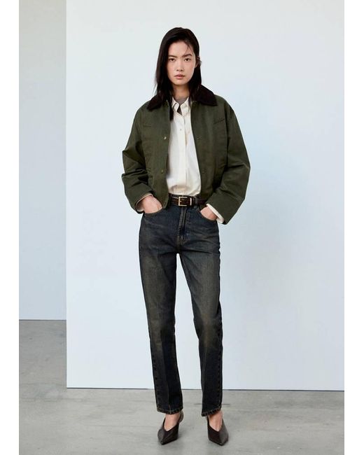 Mango Green Corduroy-Collar Jacket
