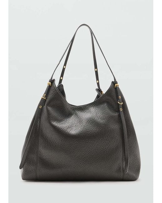 Mango Black Large Large-Buckle Bucket Bag