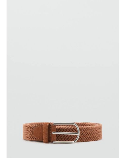 Mango Brown Braided Elastic Belt for men
