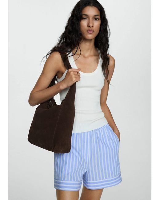 Mango Brown Suede Shopper Bag