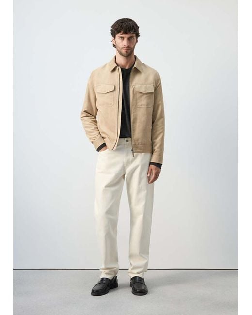 Mango White Suede-Effect Jacket With Pockets for men