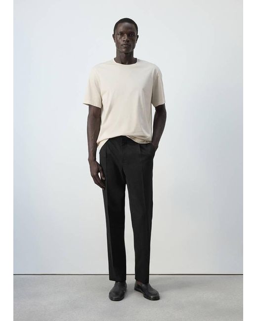 Mango White Regular Fit Trousers for men