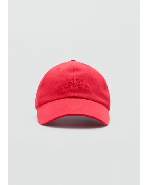 Mango Red Embroide Message Cap
