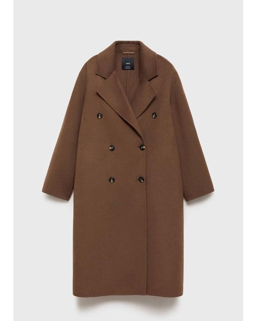 Mango Blue Double-Breasted Wool Coat