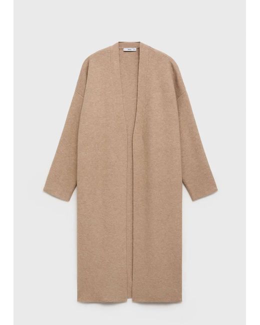 Mango Natural Long Knitted Coat