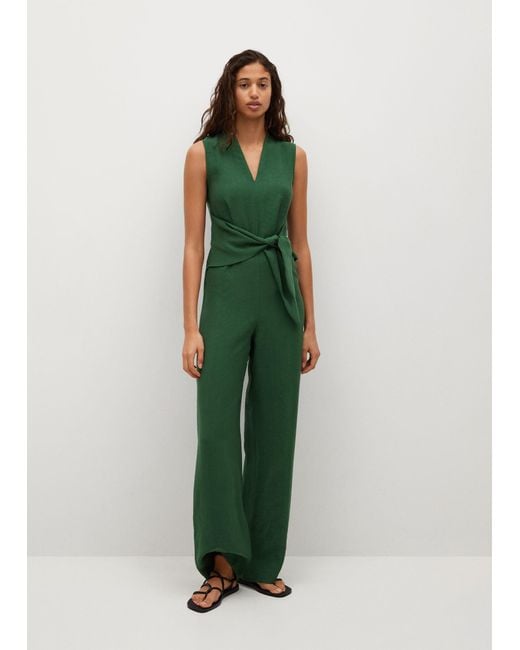 Mango Green Lyocell Jumpsuit With Belt