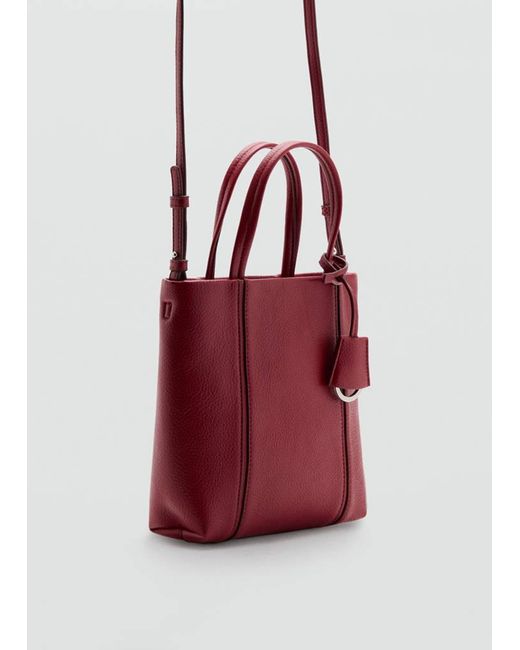 Mango Red Mini Rectangular Handbag With Handles