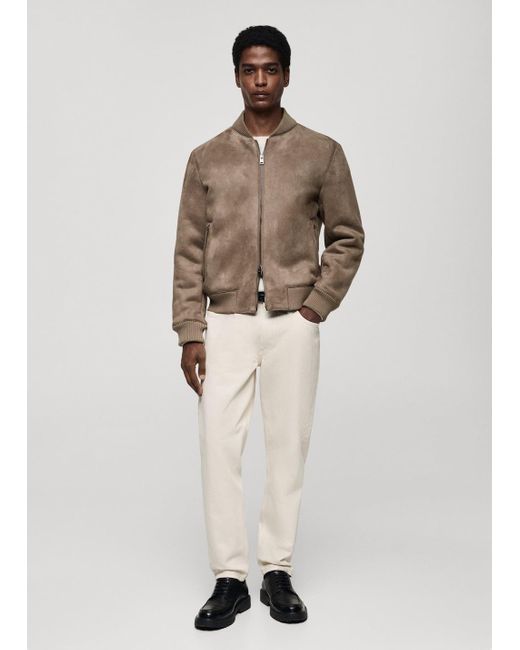 Mango Natural Suede-Effect Bomber Jacket for men
