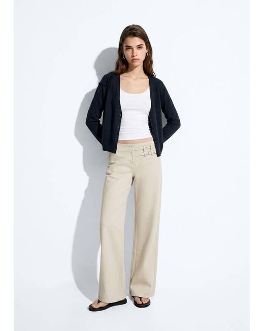 MANGO TEEN White Ribbed Knitted Cardigan