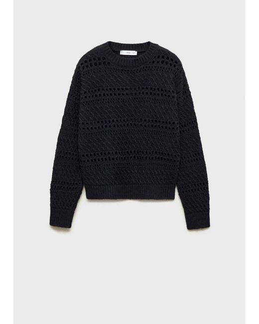 Mango Red Openwork Knit Sweater