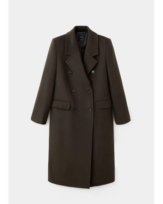 Mango Green Double-Breasted Wool Coat