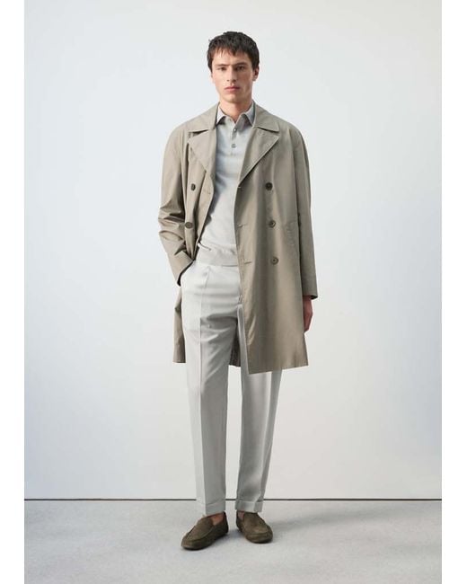 Mango Gray 100% Cotton Gabardine Regular Fit for men