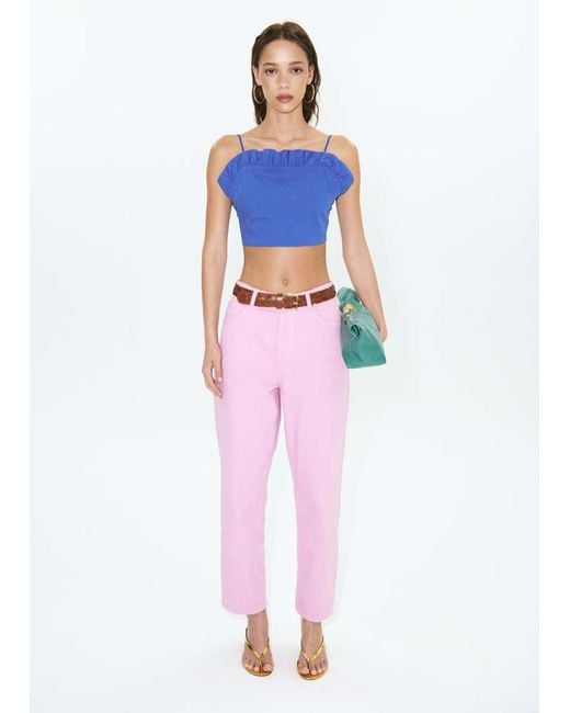 Mango Women's Blue Open Back Crop Top