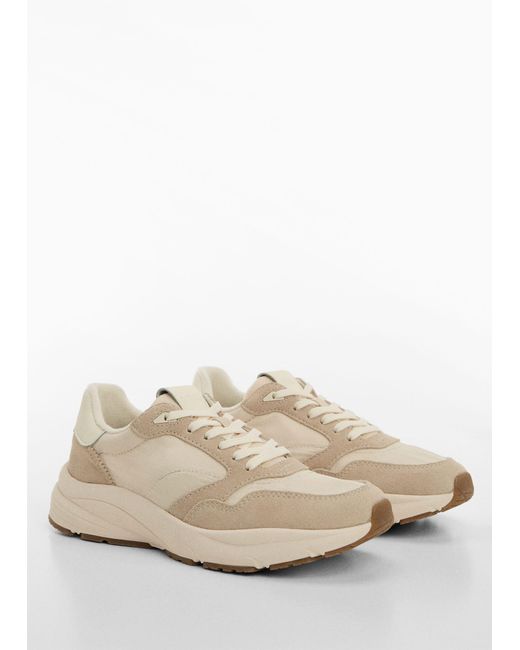 Mango Natural Leather Panel Sneakers