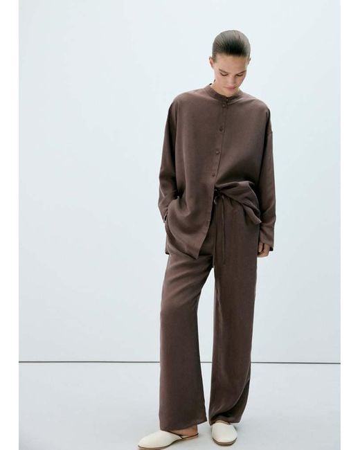 Mango Brown 100% Silk Pyjama Bottoms