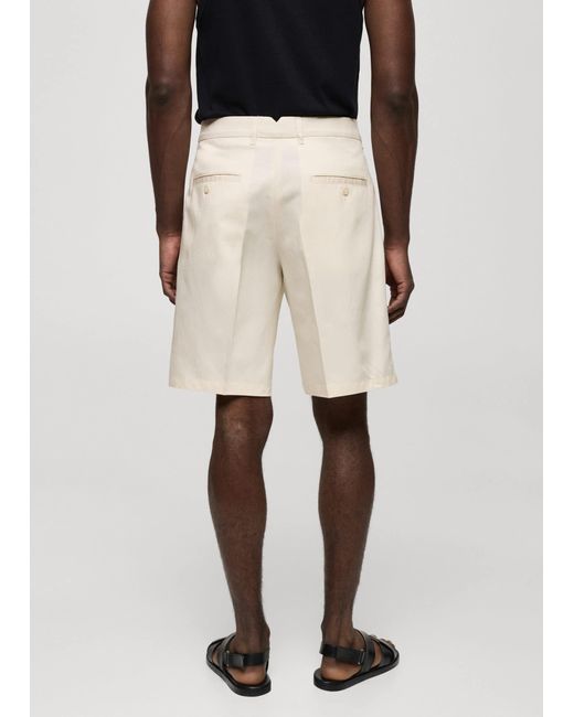 Mango Natural Linen-blend Bermuda Shorts With Pleats for men