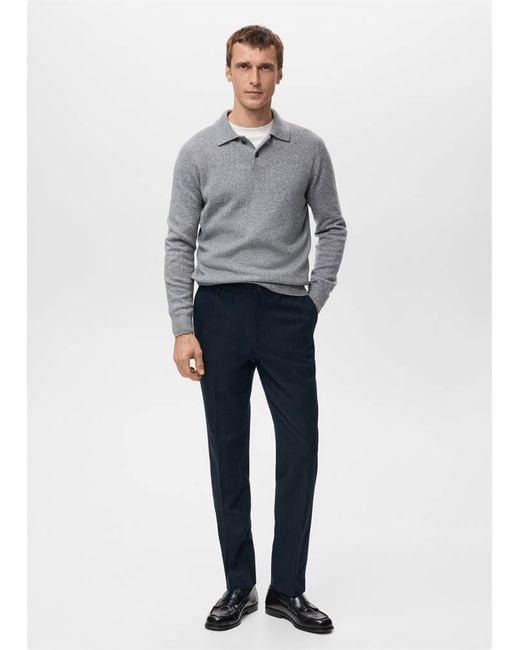 Mango Gray Slim-Fit Flannel Trousers for men