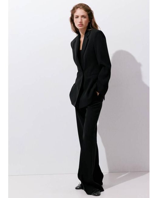 Mango Black Double-Breasted Blazer With Belt