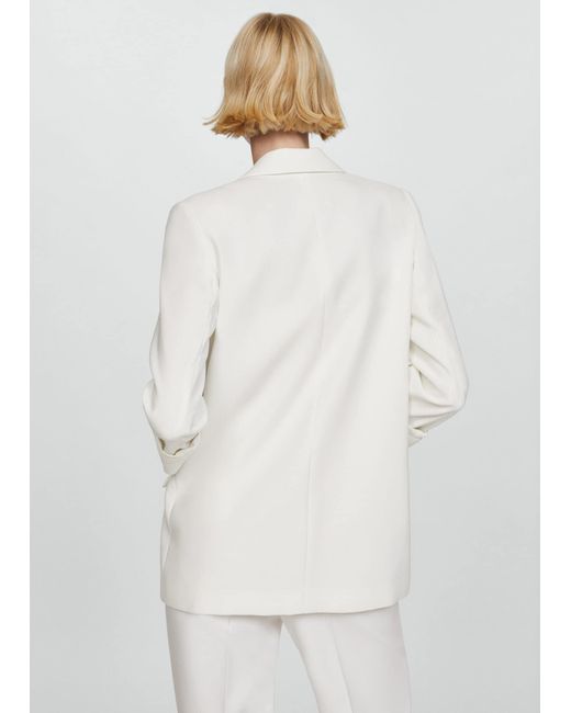 Mango White Tailored Jacket With Turn-down Sleeves