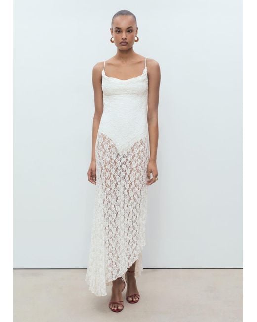 Mango Lace Dress With Draped Neck in White | Lyst Mango Lace Dress With Draped Neck in White | Lyst