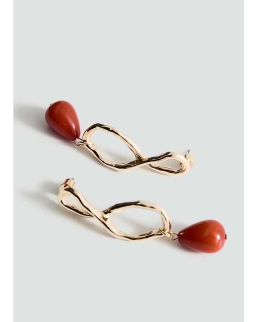 Mango White Beaded Drop Earrings