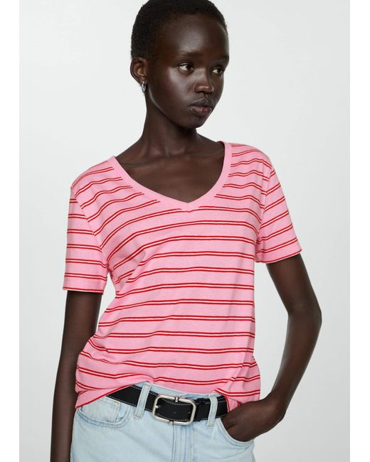 Mango Pink Short-sleeved Cotton T-shirt