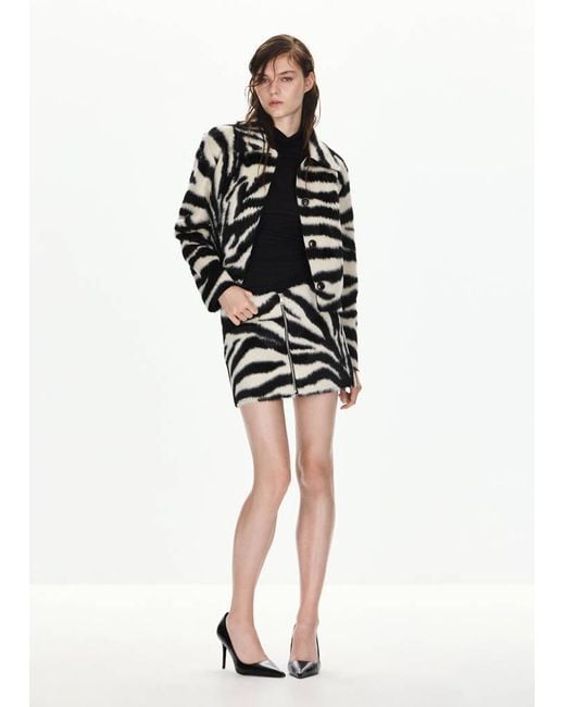 Mango Black Zebra Fur-Effect Jacket