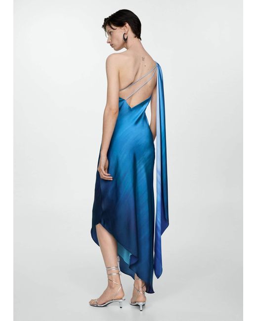 Mango Blue Asymmetrical Gradient Dress