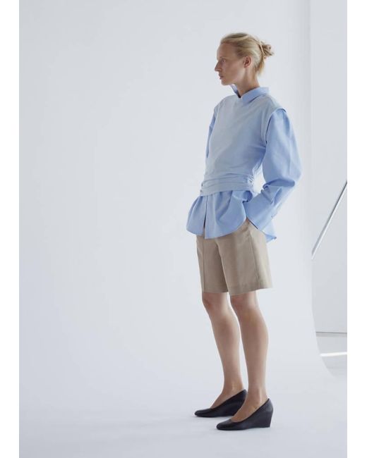 Mango Blue Straight-Fit High-Waist Bermuda Shorts