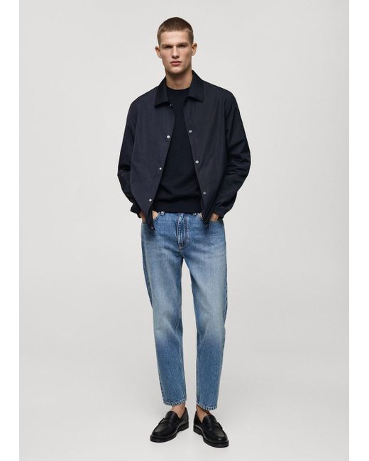 Mango Blue Regular-Fit Technical Fabric Jacket for men
