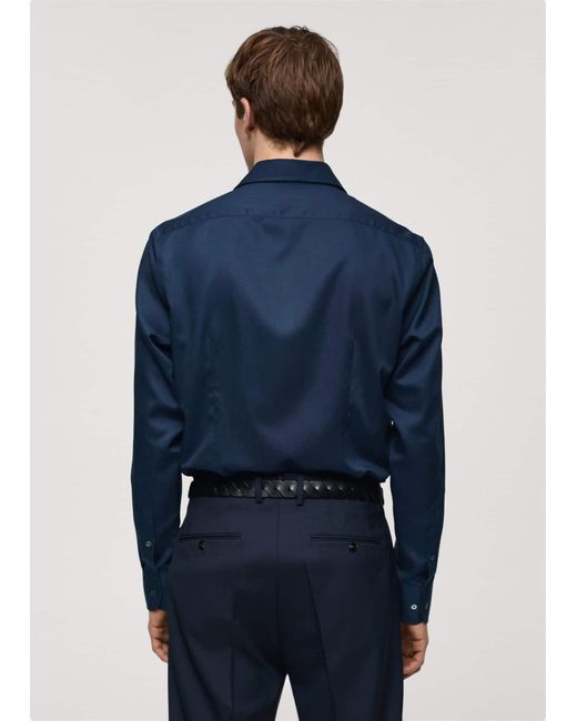 Mango Blue Slim-fit Cotton Shirt Dark for men