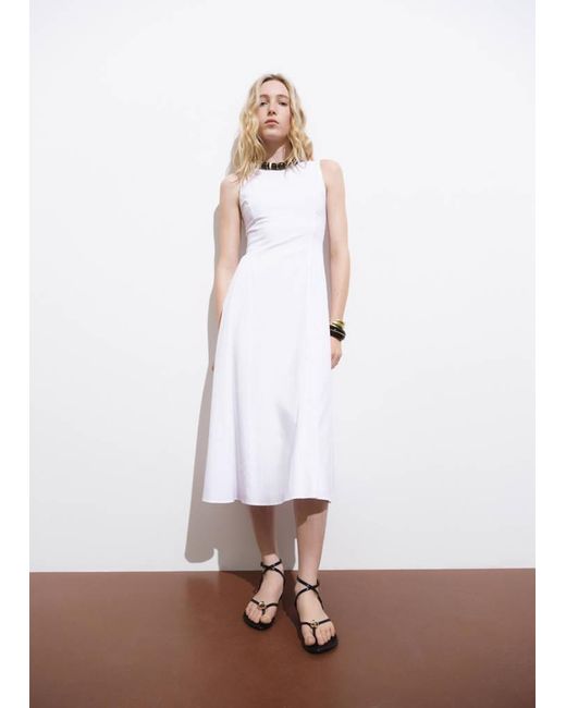 Mango Blue Flared Midi-Dress