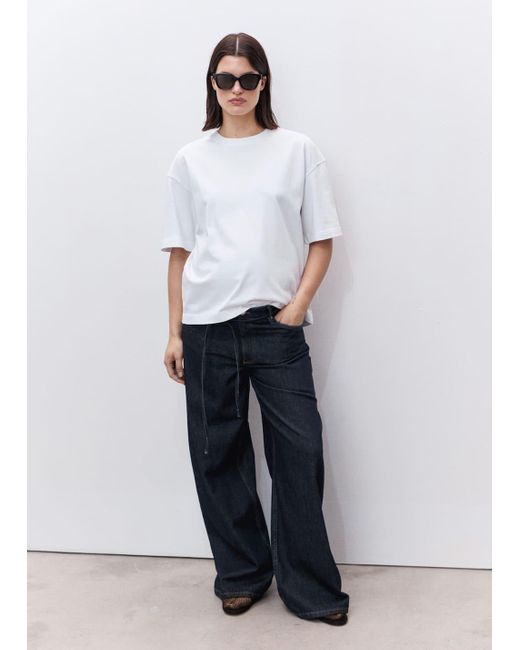 Mango White Oversized Cotton Maternity T-Shirt