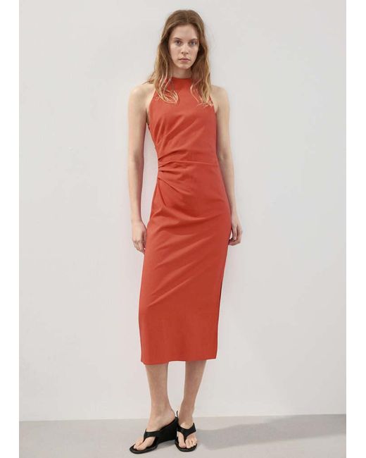 Robe Midi Drapée Mango en coloris Red