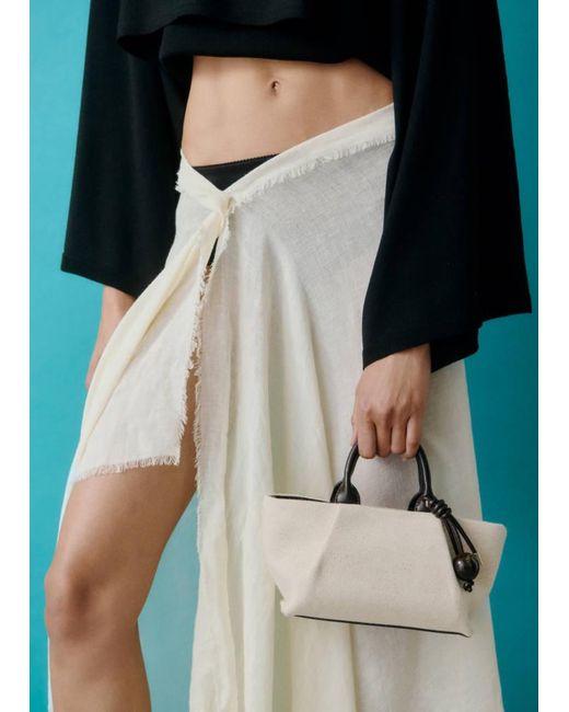 Mango White Small Canvas Handbag