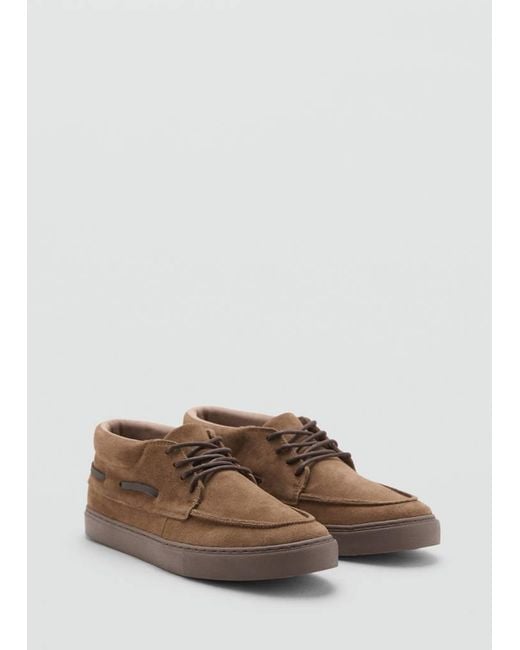 MANGO TEEN Brown Leather Driving Shoes for men