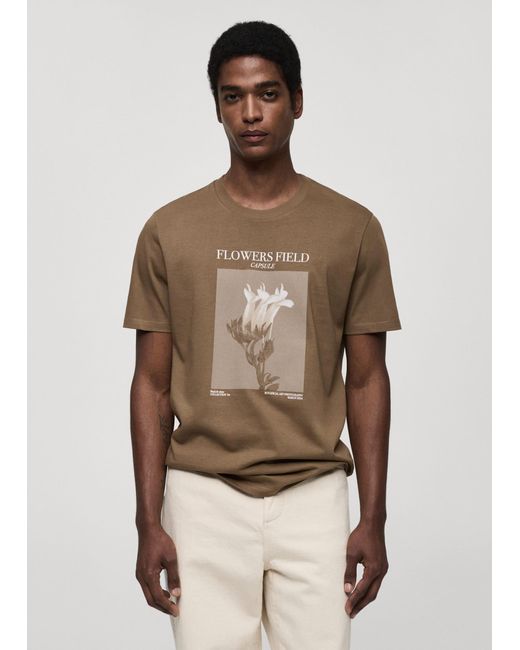 Mango Natural Printed Slim-fit T-shirt for men